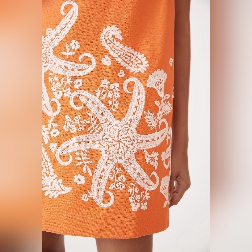 Maeve/Anthropologie Orange Starfish Print Swim Cover-Up/ Used - Picture 3 of 10